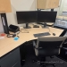 Blonde Height Adjustable Modular Corner Table Desk w/ Crank